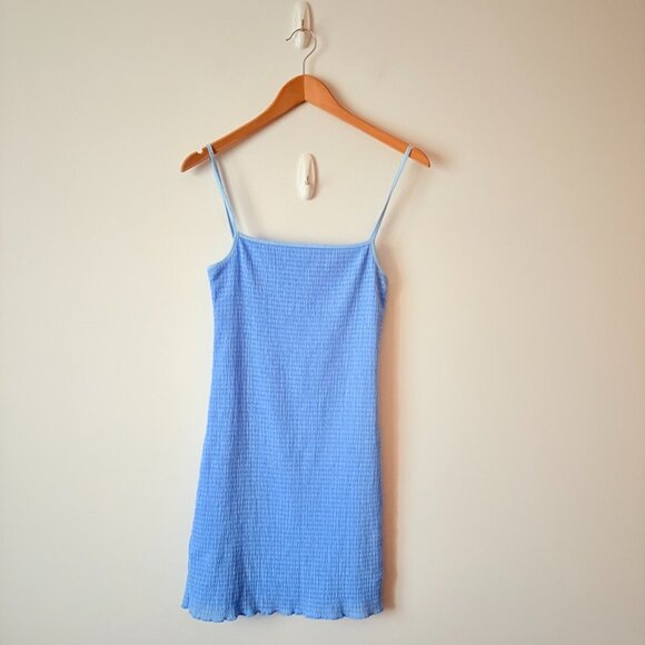 Aritzia Wilfred Jazz Mini Dress Smocked Blue Size Small - Picture 3 of 6